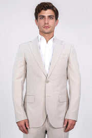 Slim fit mono yaka bej takım elbise